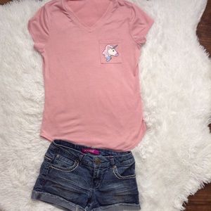 Girls t shirt unicorn shorts lot